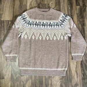 Alpaca Peruvian Wool Fair Isle Sweater Andean Llama Knit Pullover Sweater Unisex